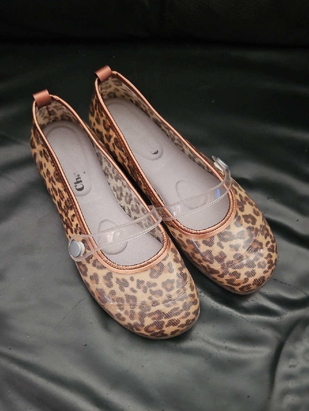 Charming  Leopard Print Rubher Beach Pump Mary Jane Flats Brown